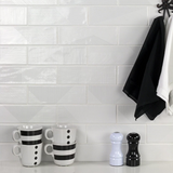 Enigma White 2x8 Polished Textured Ceramic Wall Tile