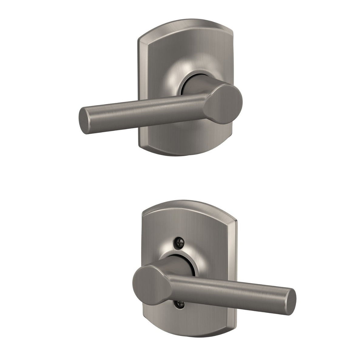 Schlage Broadway Matte Black Passage Hall/Closet Door Lever with Greenwich Trim