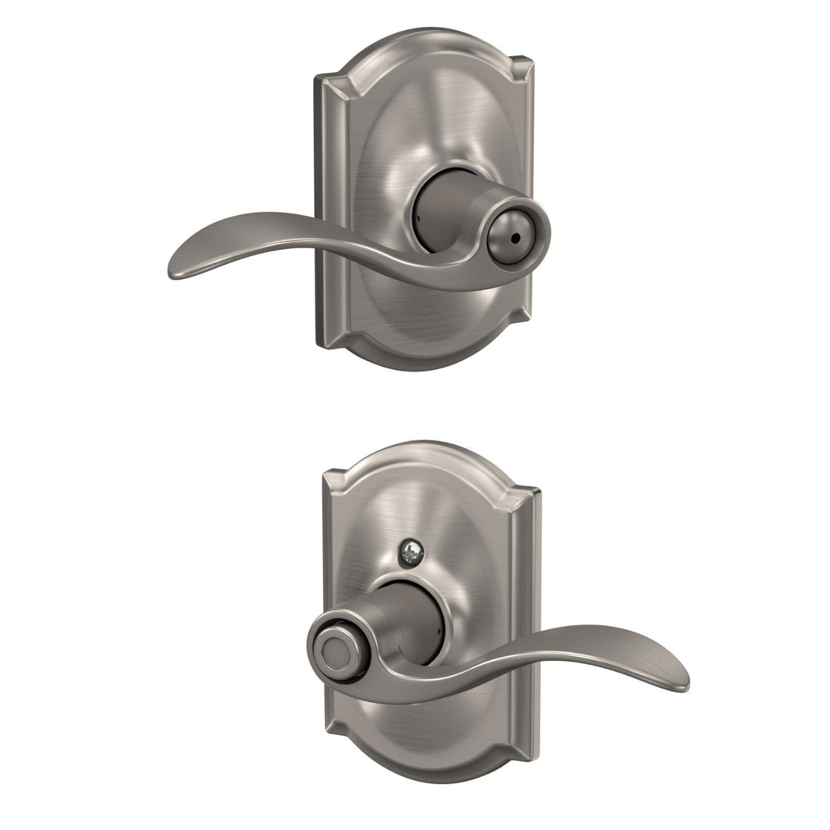 Schlage Accent Satin Nickel Privacy Bed/Bath Door Lever with Camelot Trim
