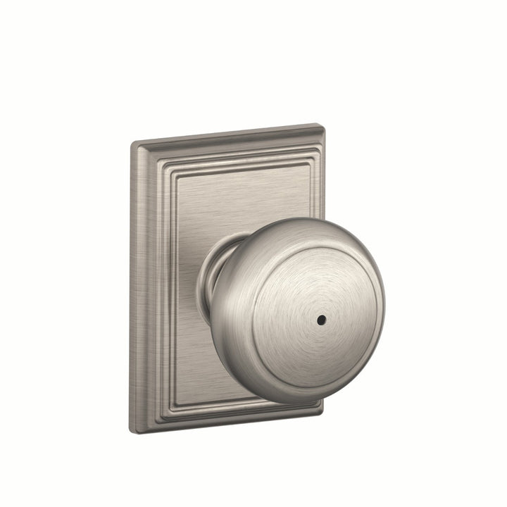 Schlage Andover Satin Nickel Privacy Bed/Bath Door Knob with Addison Trim