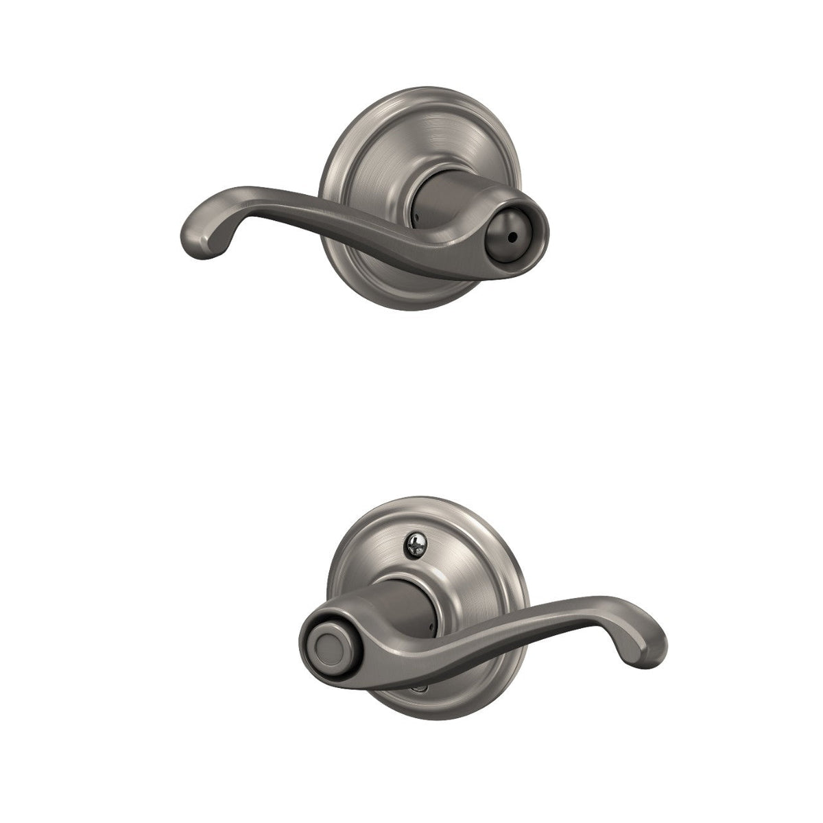 Schlage Flair Satin Nickel Privacy Lockset, ANSI Grade 2, 1-3/4 in.