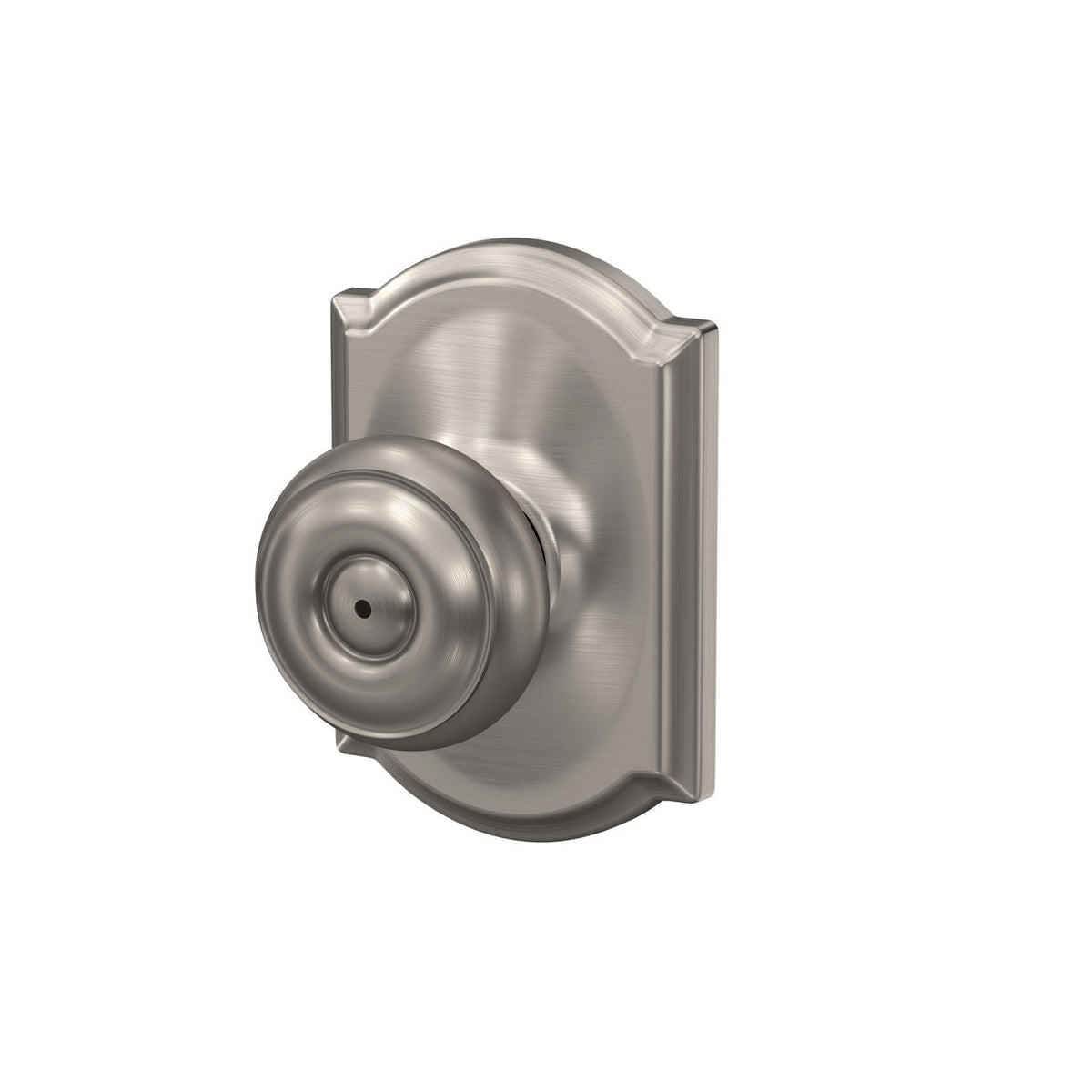Schlage Georgian Matte Black Privacy Bed/Bath Door Knob with Camelot Trim