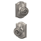 Schlage Georgian Matte Black Privacy Bed/Bath Door Knob with Camelot Trim