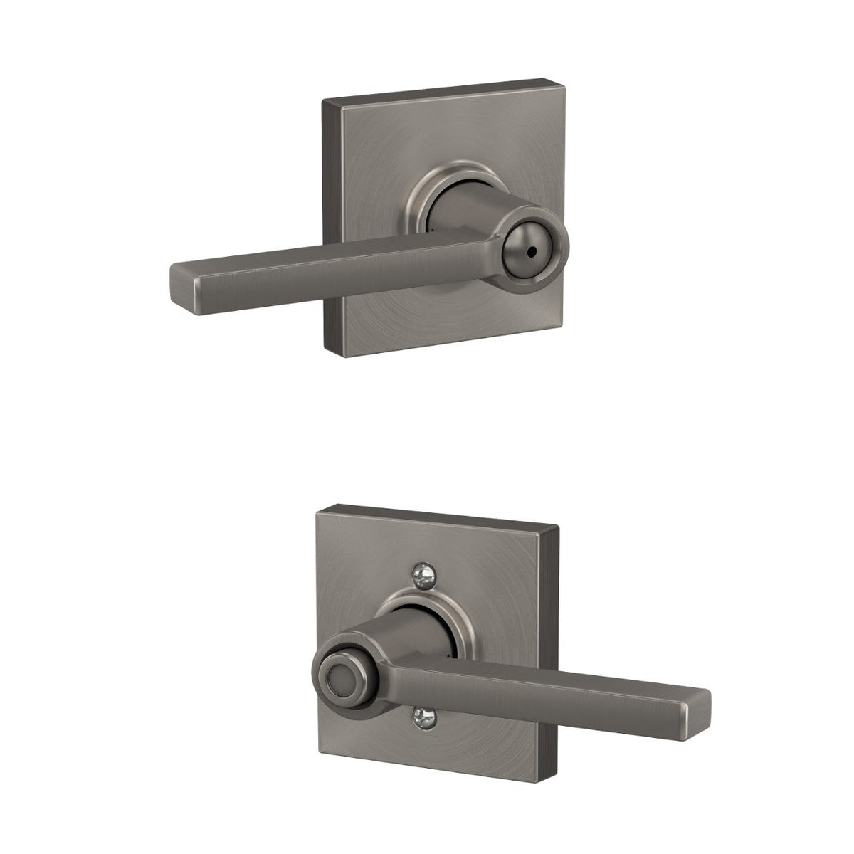 Schlage Latitude Satin Nickel Privacy Bed/Bath Door Lever with Collins Trim