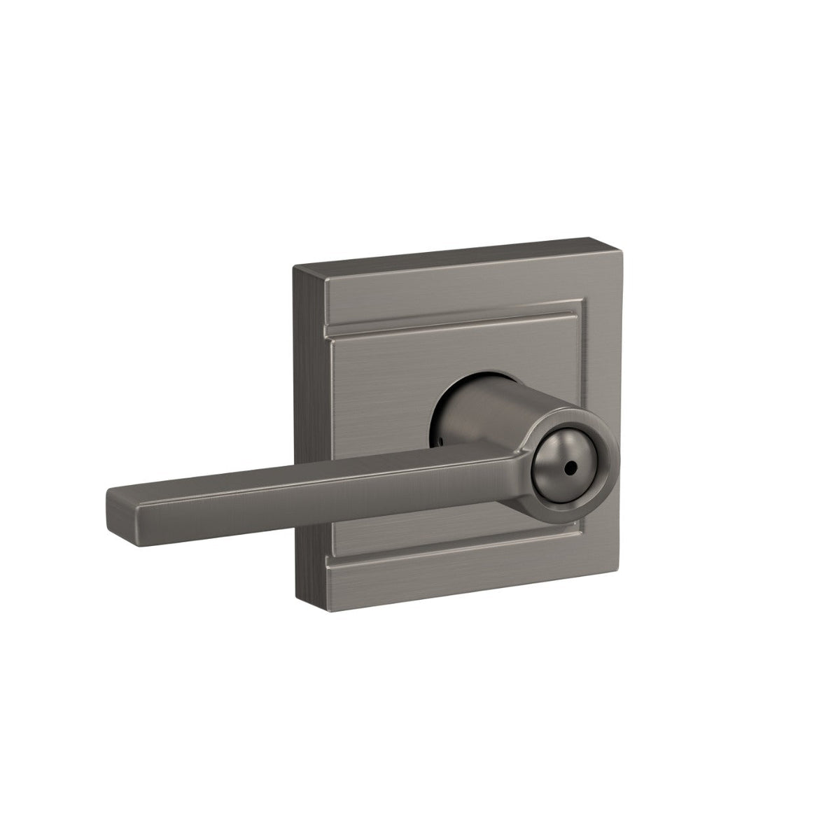 Schlage Latitude Satin Nickel Privacy Bed/Bath Door Lever with Upland Trim