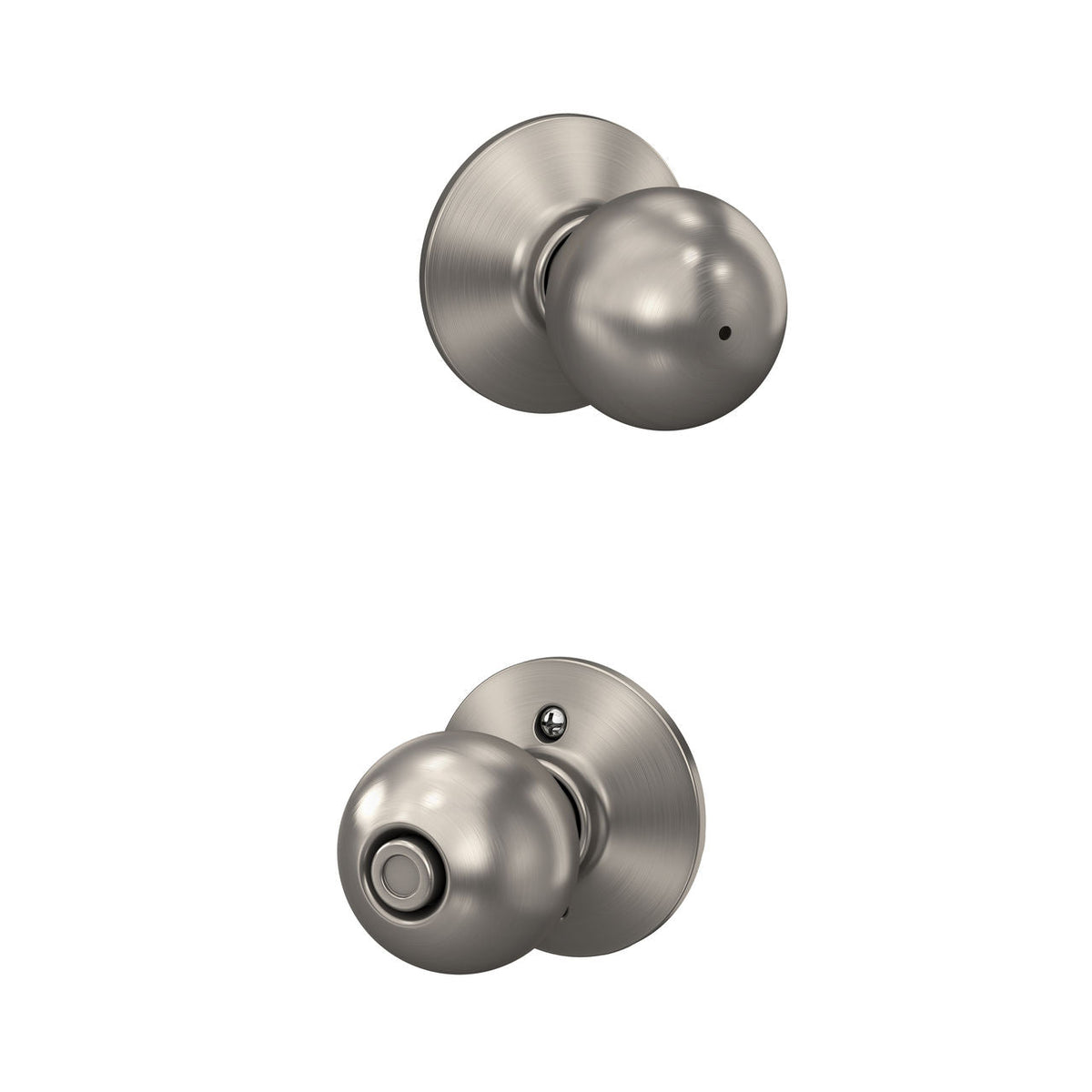 Schlage Orbit Privacy Bed/Bath Door Knob in Satin Chrome