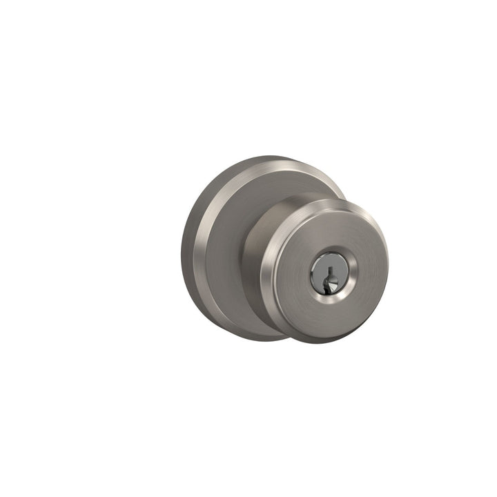 Schlage Bowery Matte Black Keyed Entry Door Knob with Greyson Trim