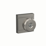 Schlage Bowery Satin Nickel Keyed Entry Knob with Upland Trim, Grade 1, Fits 1-3/8 in. Doors