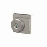 Schlage Bowery Satin Nickel Keyed Entry Knob with Upland Trim, Grade 1, Fits 1-3/8 in. Doors