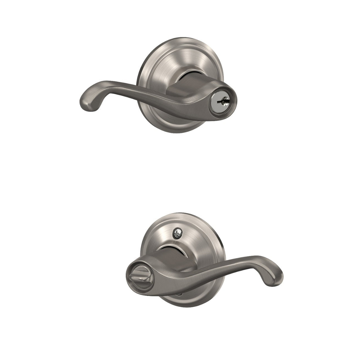 Schlage Flair Bright Brass Entry Lockset, ANSI Grade 2, Fits 1-3/4 in Doors