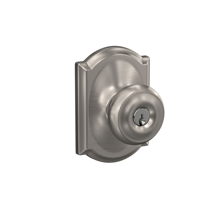 Schlage Custom Georgian Aged Bronze Keyed Entry Door Knob with Camelot Trim