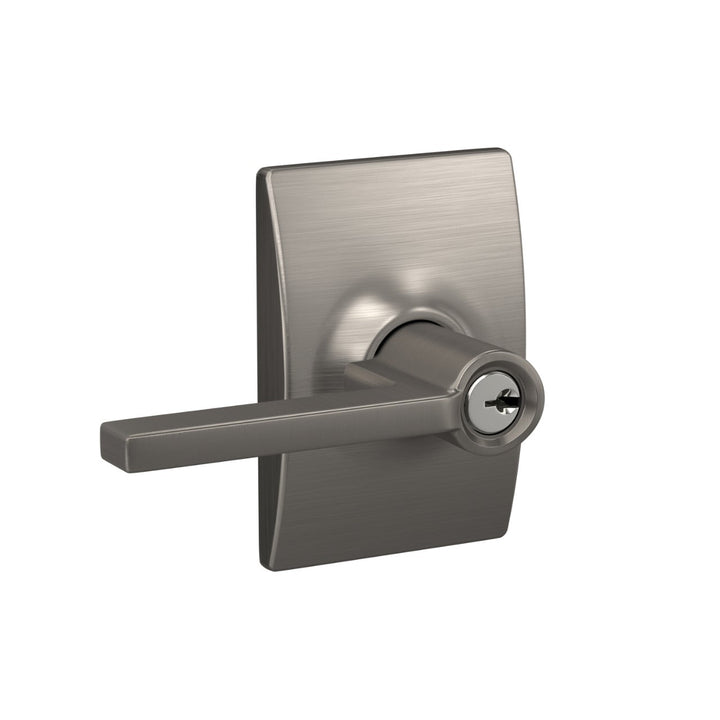 Schlage Custom Latitude Keyed Entry Door Lever with Century Trim – Matte Black