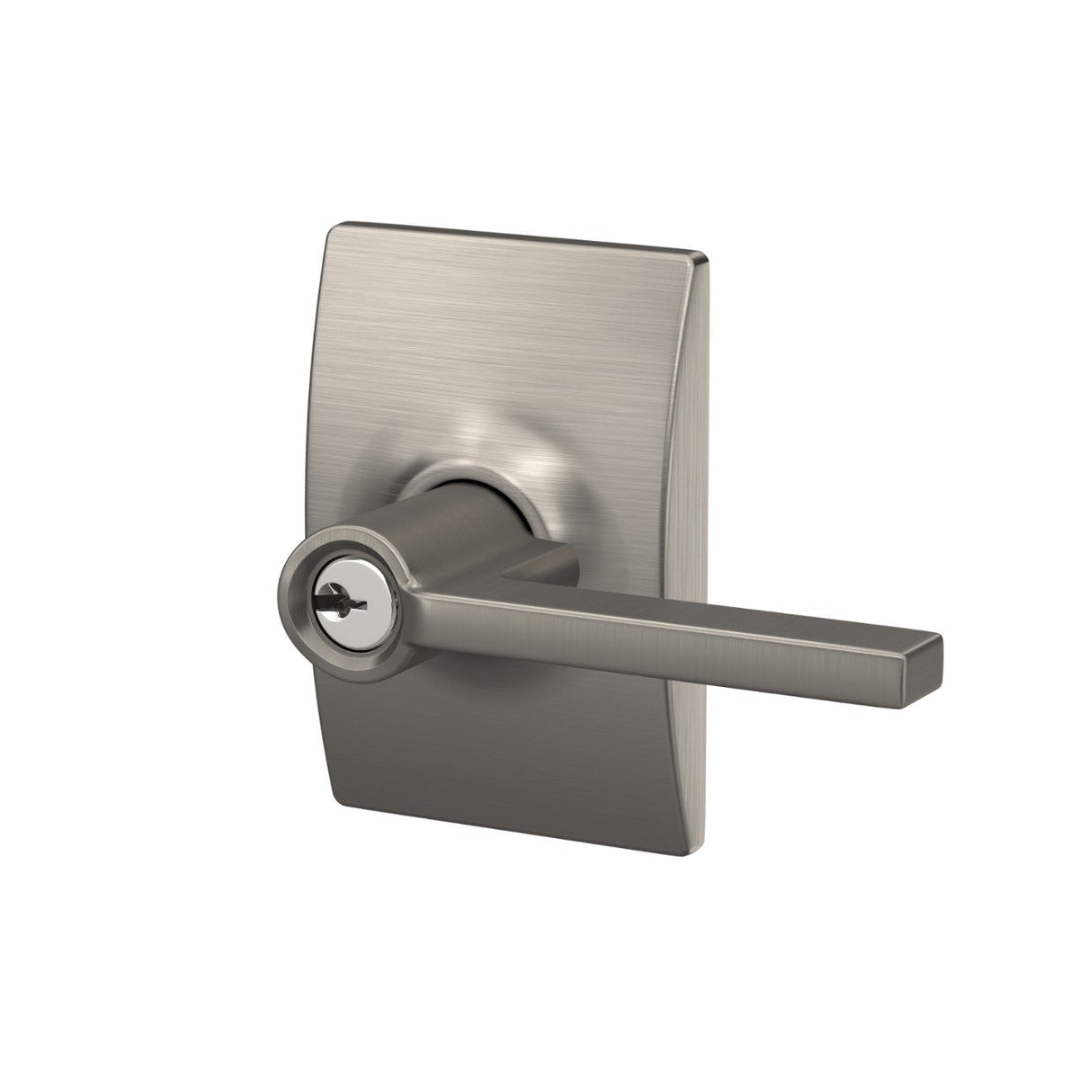 Schlage Latitude Lever with Century Trim Keyed Entry Lock, Satin Nickel (F51LATFFFCEN)
