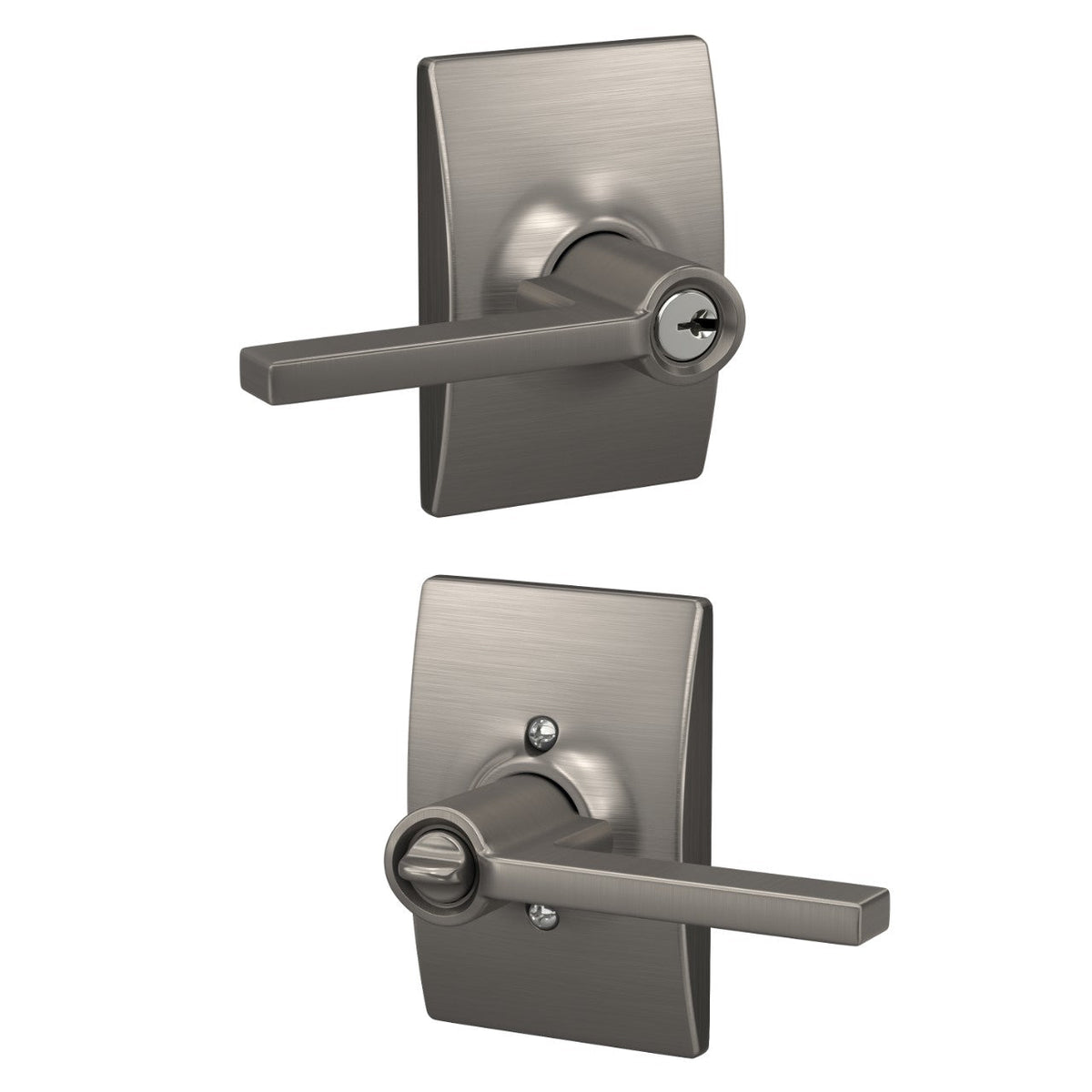Schlage Latitude Lever with Century Trim Keyed Entry Lock, Satin Nickel (F51LATFFFCEN)
