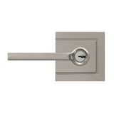 Schlage Latitude Keyed Entry Door Lever with Upland Trim, Satin Nickel