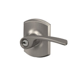 Schlage Merano Matte Black Keyed Entry Door Lever with Greenwich Trim