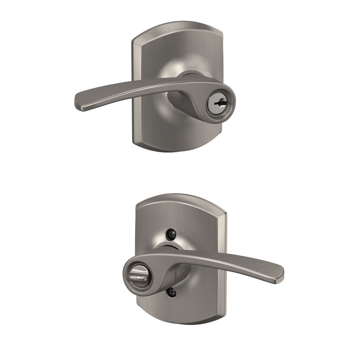 Schlage Merano Matte Black Keyed Entry Door Lever with Greenwich Trim