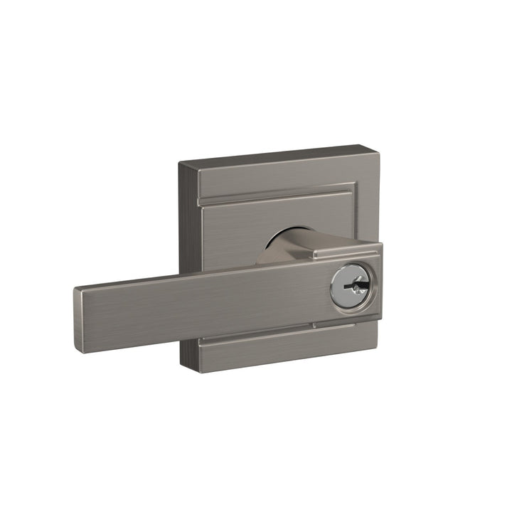Schlage Northbrook Satin Nickel Keyed Entry Door Lever with Upland Trim