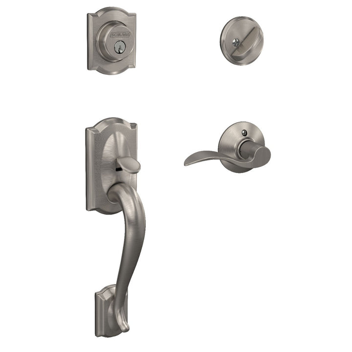 Schlage Camelot Aged Bronze Single Cylinder Deadbolt with Accent Lever Door Handleset