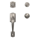 Schlage Camelot Satin Nickel Single Cylinder Deadbolt with Siena Knob Door Handleset