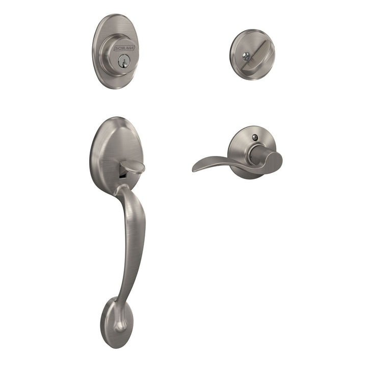 Schlage Plymouth Antique Brass Single Cylinder Deadbolt with Left-Handed Accent Lever Handleset