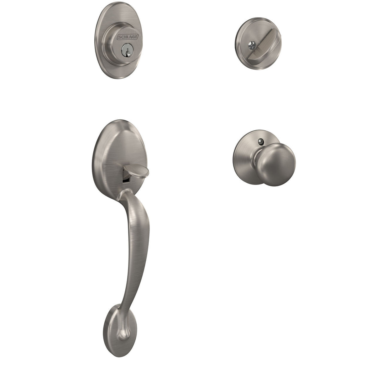 Schlage Plymouth Bright Brass Handleset – Right or Left Handed