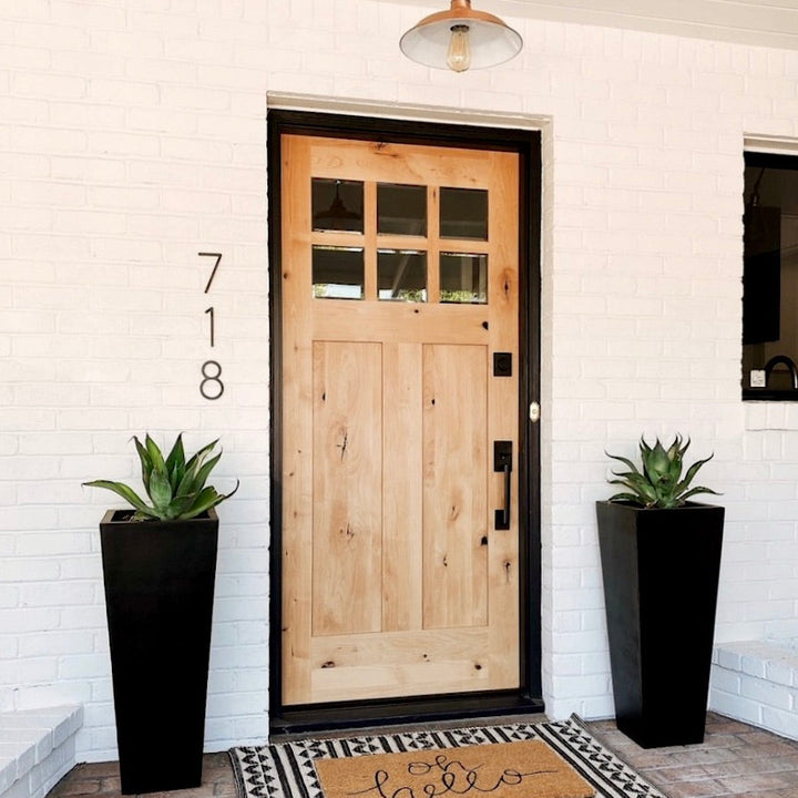 Krosswood Doors 36 in. x 96 in. Craftsman 2-Panel 6-Lite Clear Low-E Knotty Alder Unfinished Wood Front Door Slab