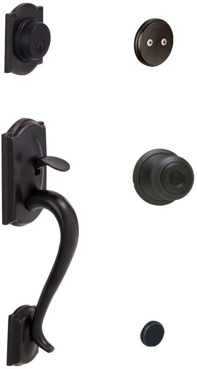 Schlage Camelot Aged Bronze Georgian Knob Dummy Door Handleset