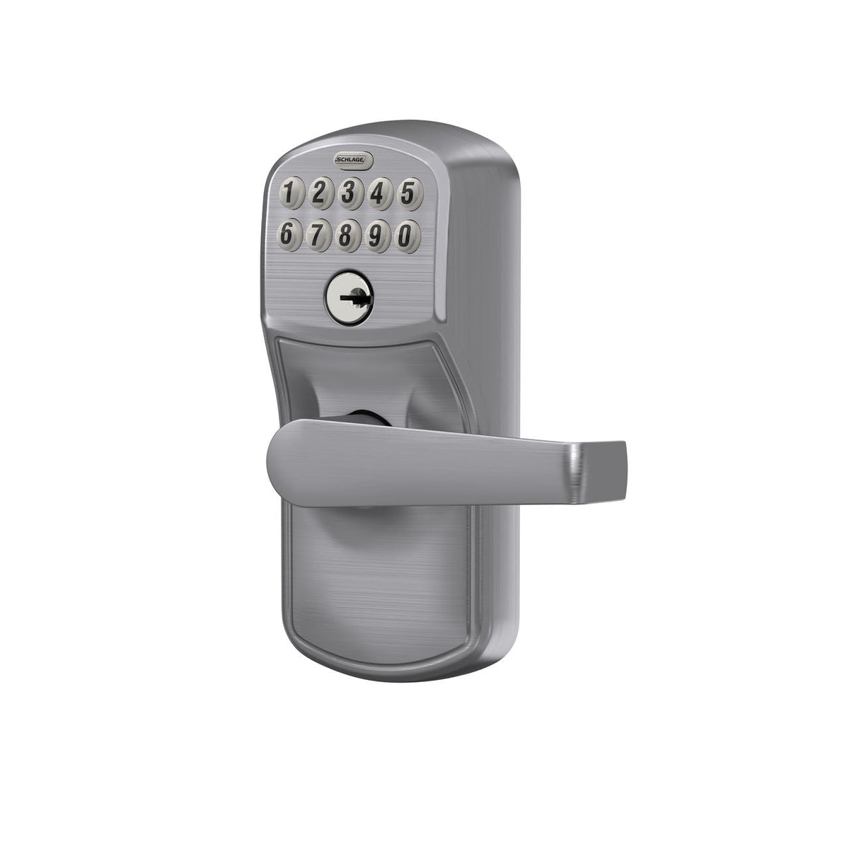 Schlage Plymouth Satin Chrome Electronic Door Lock with Elan Lever, Flex Lock