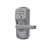 Schlage Plymouth Satin Chrome Electronic Door Lock with Elan Lever, Flex Lock