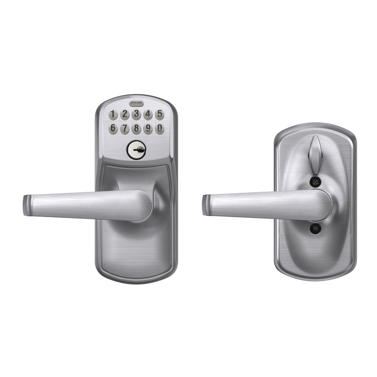 Schlage Plymouth Satin Chrome Keypad Lever with Elan Lever, Flex Lock (FE595PLYFFFELA)