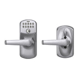 Schlage Plymouth Satin Chrome Keypad Lever with Elan Lever, Flex Lock (FE595PLYFFFELA)