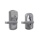 Schlage Plymouth Satin Chrome Electronic Keypad Door Lock with Elan Lever, Flex-Lock