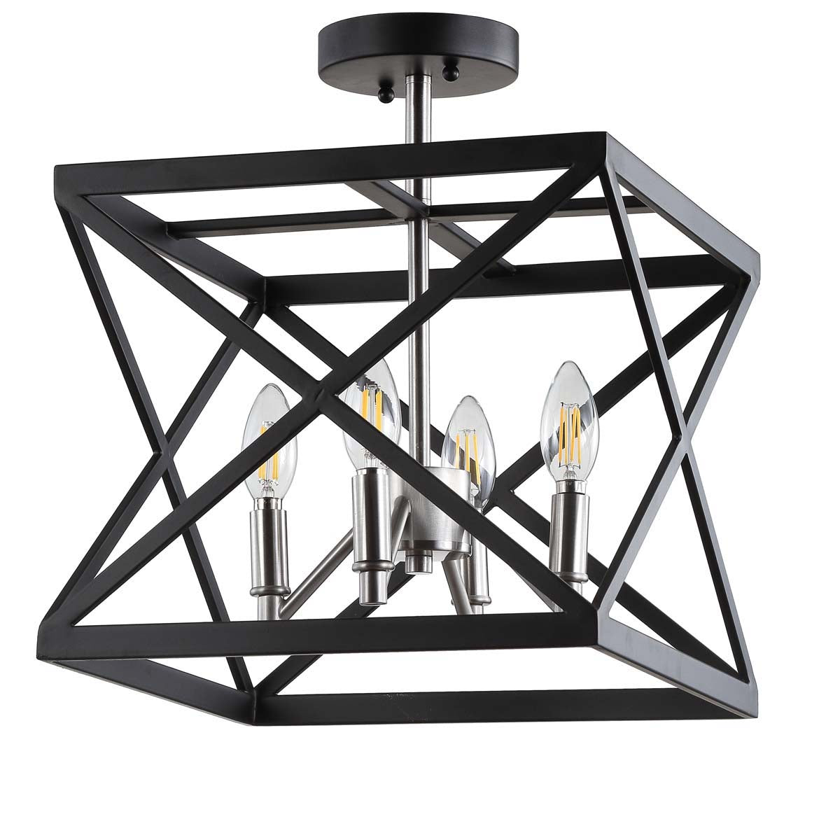 Safavieh Matias 13-in Black/Nickel Modern Contemporary Semi-Flush Mount Ceiling Light