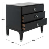 Safavieh Lorna 3-Drawer Black Nightstand, 30 x 19 x 28 in.