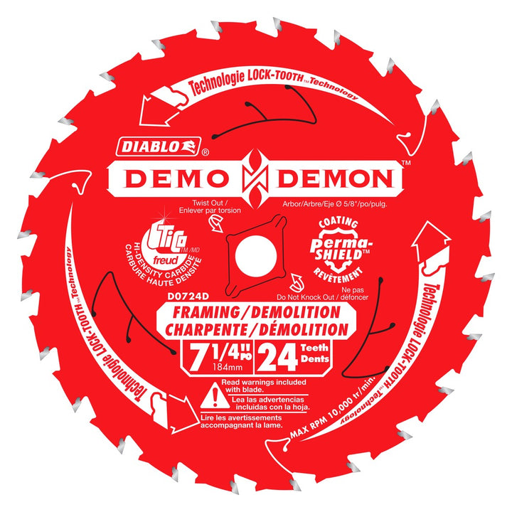 Diablo Demo Demon Framing & Demolition Circular Saw Blade for Wood 7-1/4" 24 Teeth