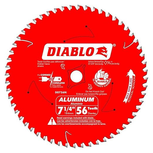 Diablo Aluminum Cutting Saw Blade for Metal 7-1/4" 56 Teeth