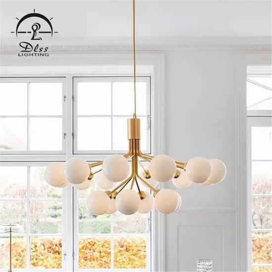 DLSS Lighting Fancy Milky White Glass Cluster Chandelier