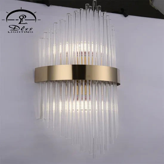 DLSS Lighting Fashion Creative Crystal Deluxe Wall Lamp for Villa Bedside Hotel Aisle E14 Wall Lamp