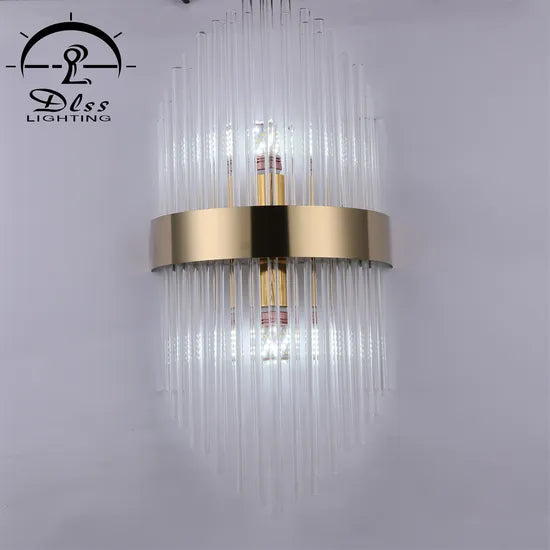 DLSS Lighting Fashion Creative Crystal Deluxe Wall Lamp for Villa Bedside Hotel Aisle E14 Wall Lamp