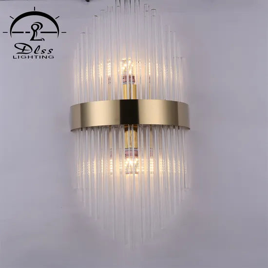 DLSS Lighting Fashion Creative Crystal Deluxe Wall Lamp for Villa Bedside Hotel Aisle E14 Wall Lamp
