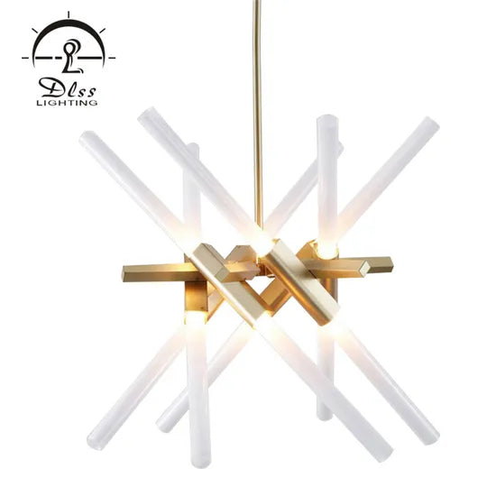 DLSS Lighting G9 Tube Metal Chandelier Lamp for Living Room with Bright Lighting
