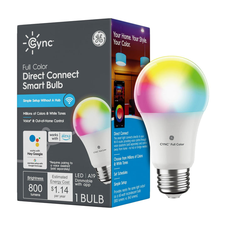GE C by GE Smart 60-Watt EQ A19 Full Color Dimmable Smart LED Light Bulb