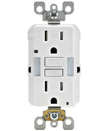 Leviton 15 Amp Self-Test SmartlockPro Combo Duplex Guide Light and Tamper-Resistant GFCI Outlet, White