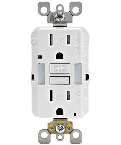 Leviton 15 Amp Self-Test SmartlockPro Combo Duplex Guide Light and Tamper-Resistant GFCI Outlet, White
