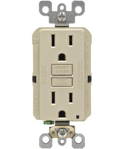 Leviton 15 Amp Self-Test SmartlockPro Slim Duplex GFCI Outlet, White