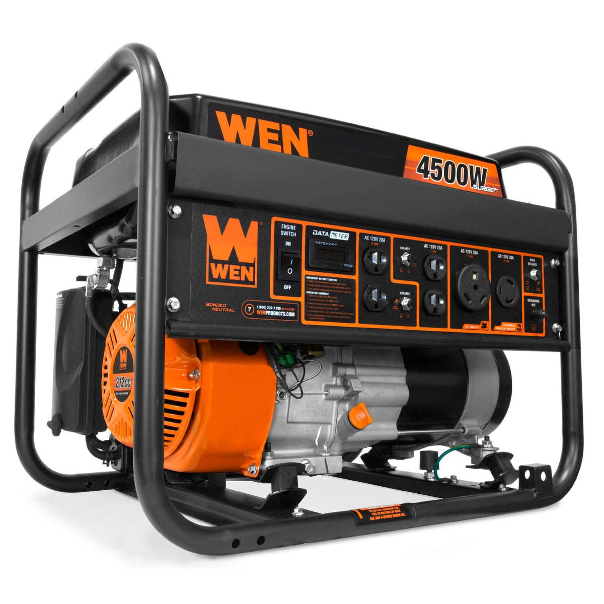 WEN 4500/3600-Watt 212cc Transfer Switch & RV-Ready Gas Portable Generator, CARB Compliant