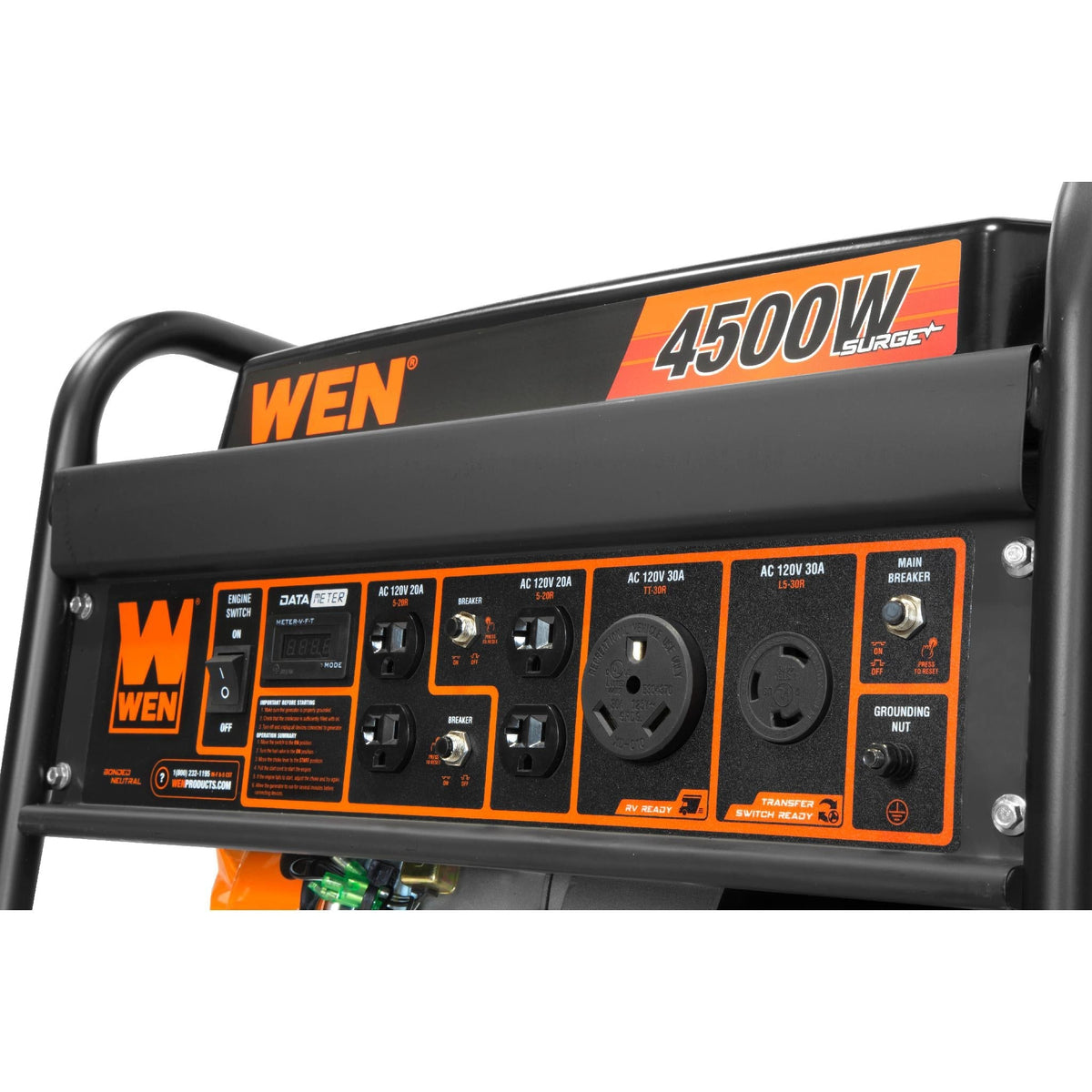 WEN 4500/3600-Watt 212cc Transfer Switch & RV-Ready Gas Portable Generator, CARB Compliant