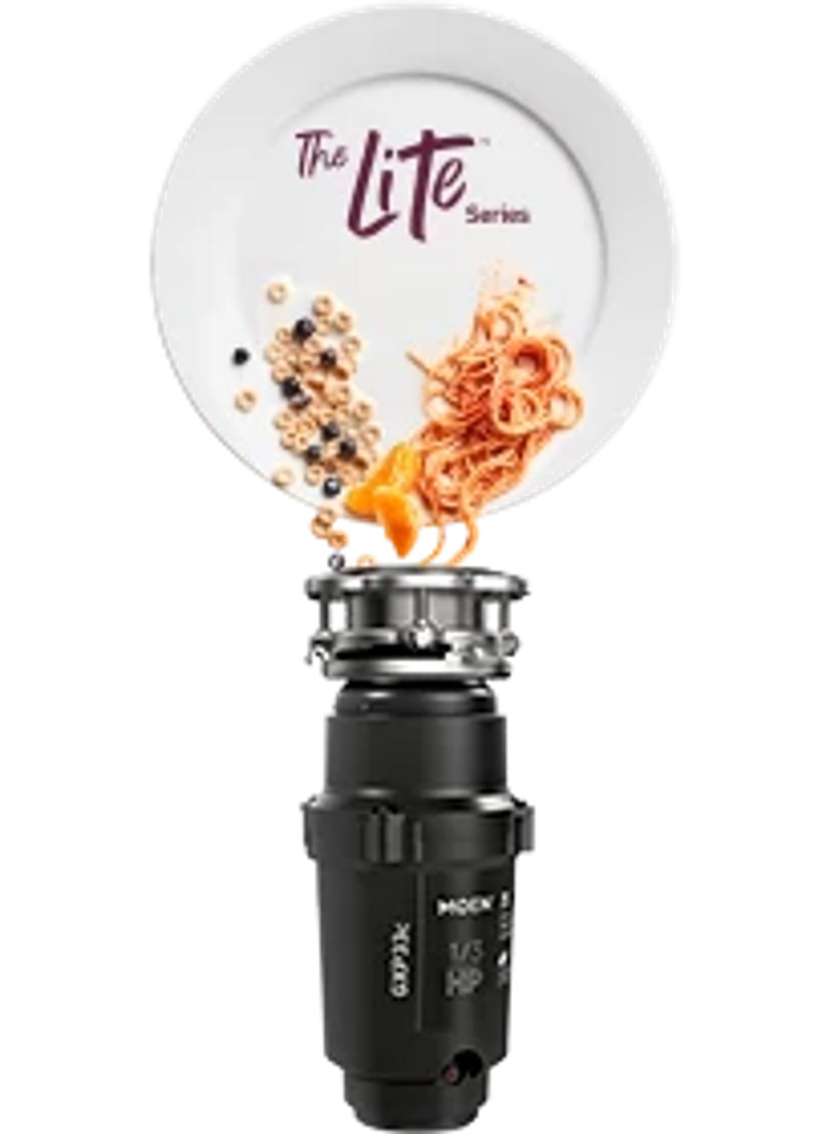 MOEN Lite Series 1/3 HP Continuous Feed Garbage Disposal with Stainless Steel Drain Stopper, GXP33C