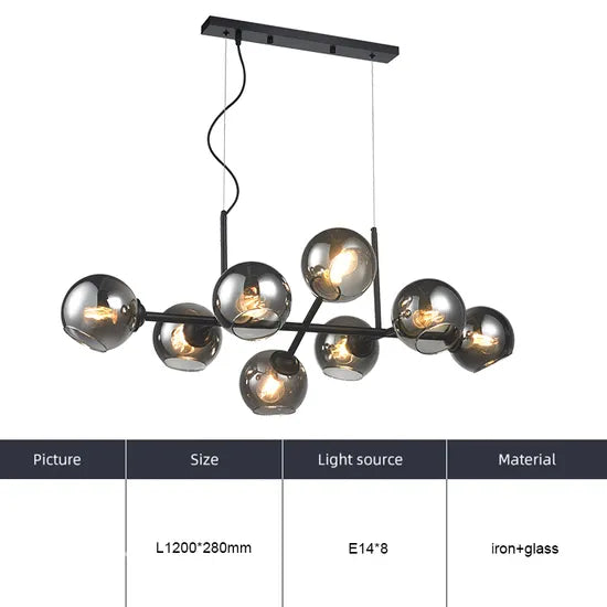 DLSS LIGHTING Glass Iron E27 Fixture Shade Lamp Chandelier for Indoor Hotel Pendant Lighting